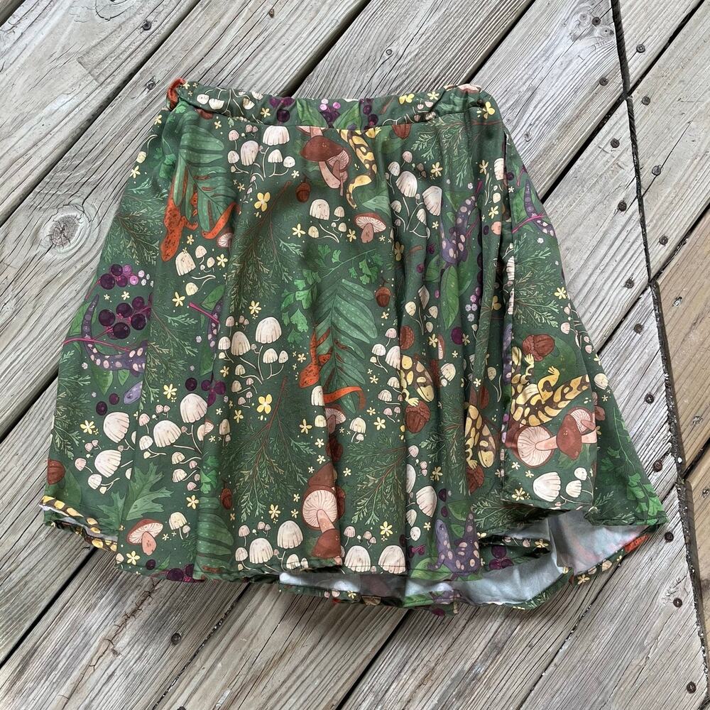 Morning Witch Salamander Woods Midi Skirt Green Floral Size A (26" Waist)